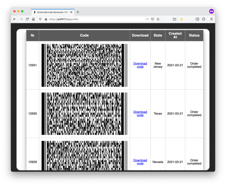 dl barcode generator