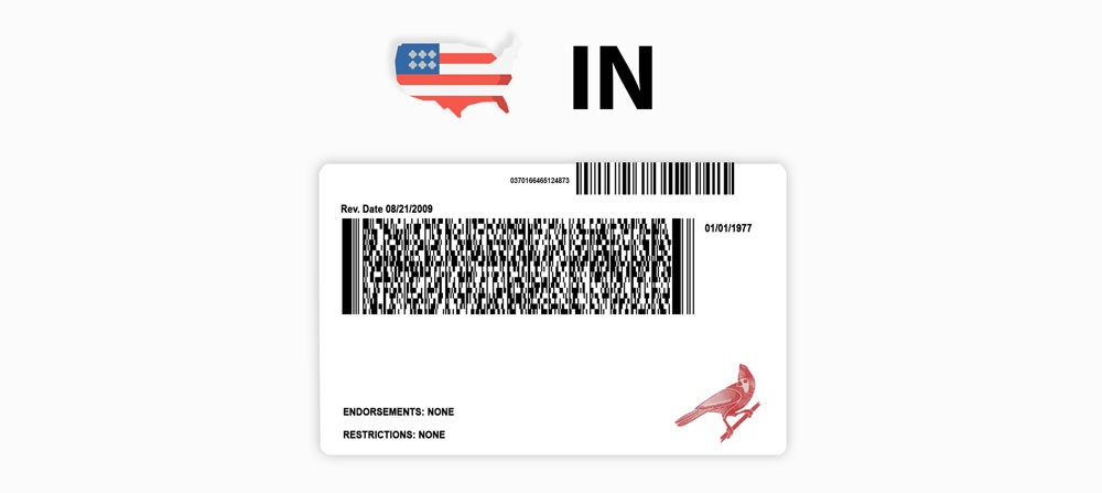 DL Indiana PDF417 Barcode USA